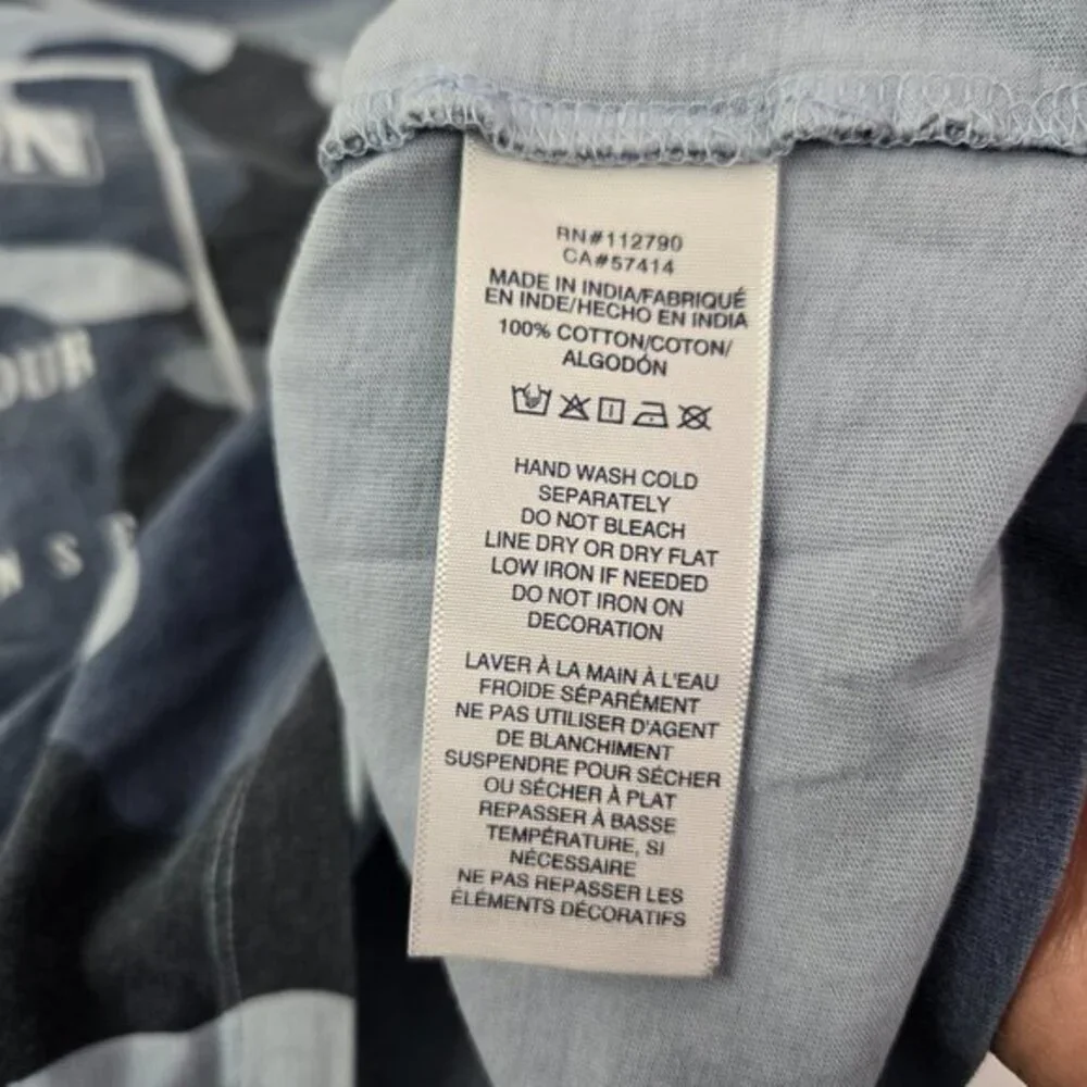 True Religion Men Shirt M Blue Drop Shoulder Camouflage Buddha Guitar Tee READ‎